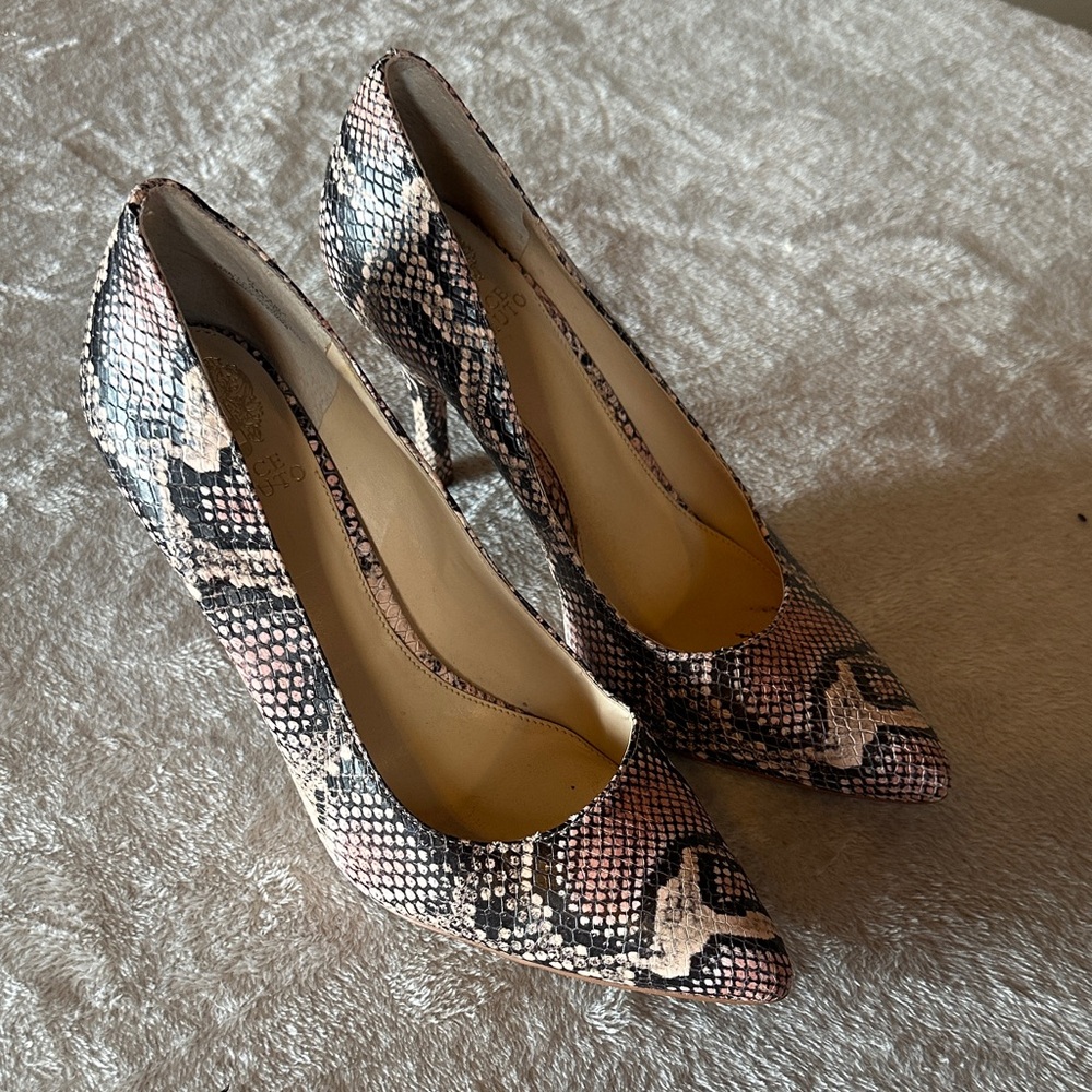 Vince Camuto Snake-Print Pointed Toe Pumps